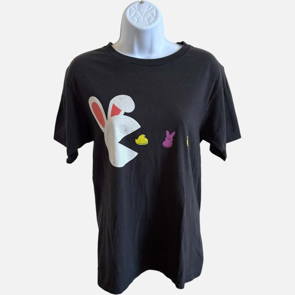 Port & Company S Funny Easter Bunny Chick Graphic Tee Black Regular